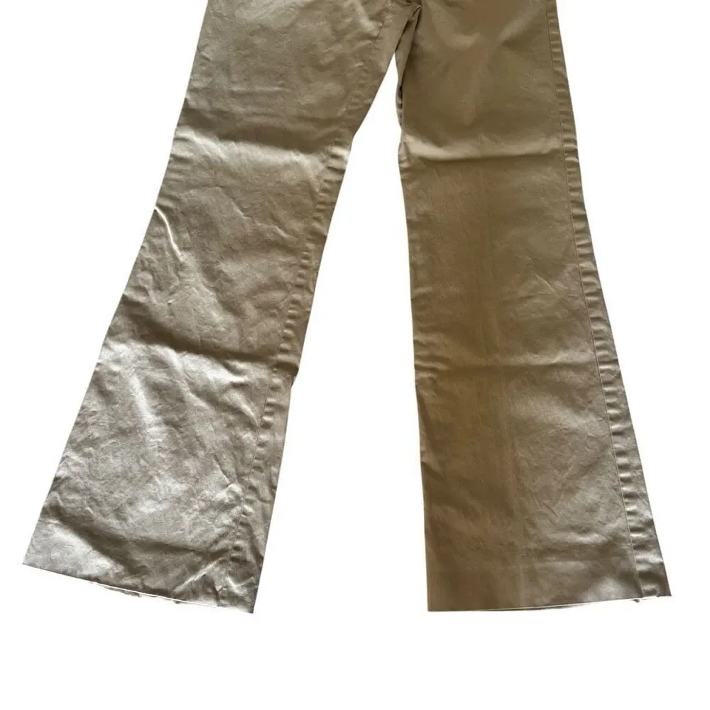 Tory Burch khaki beige pants straight leg mid rise casual work SZ 6 #2419